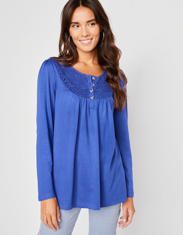 Tee-shirt macramé manches longues (iris) Tee-shirt macramé manches longues (iris)
