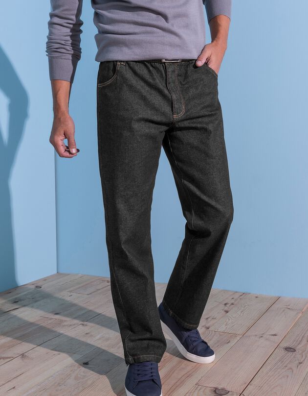 Jean droit taille élastiquée - entrej. 72 cm (black)