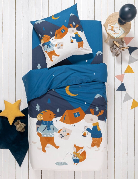 Linge de lit enfant imprimé Rando - coton  (blanc)