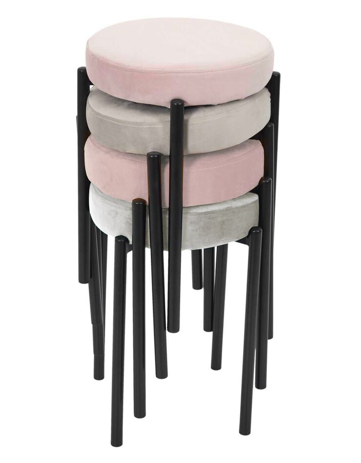 Tabouret empilable - revêtement velours (rose)
