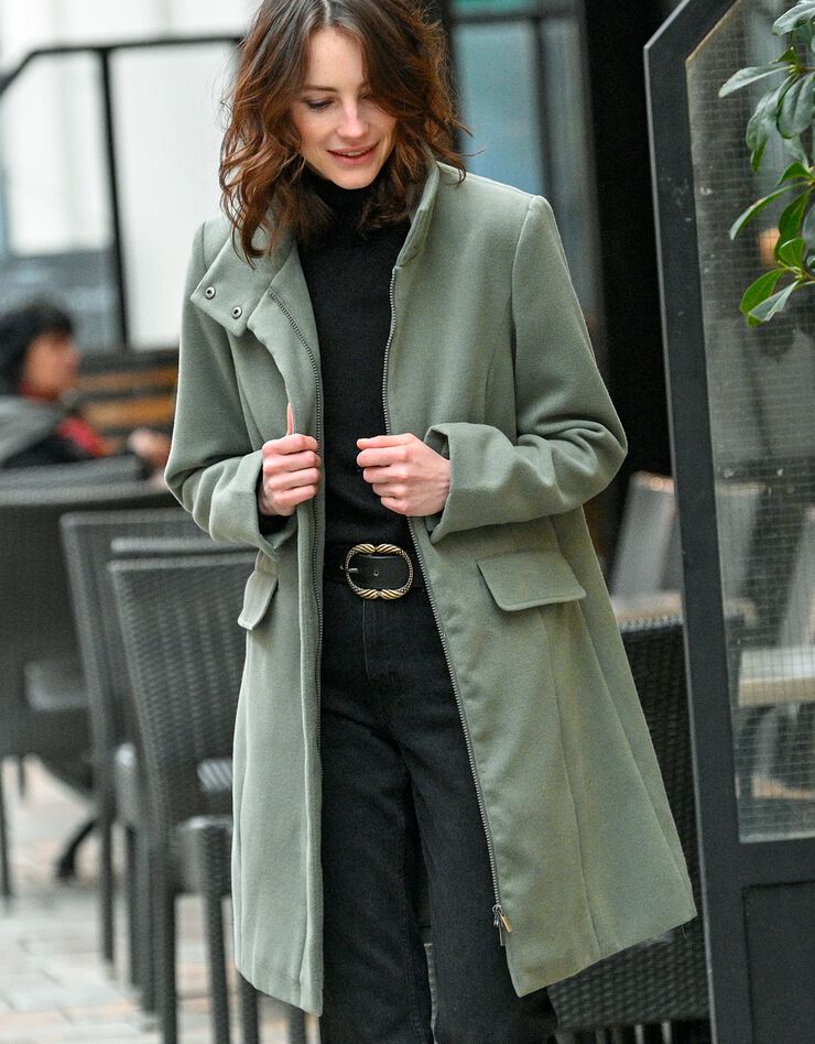 Manteau zippé drap de laine (bronze) Manteau zippé drap de laine (bronze)
