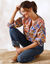 Blouse coton imprimé manches 7/8 (multicolore)