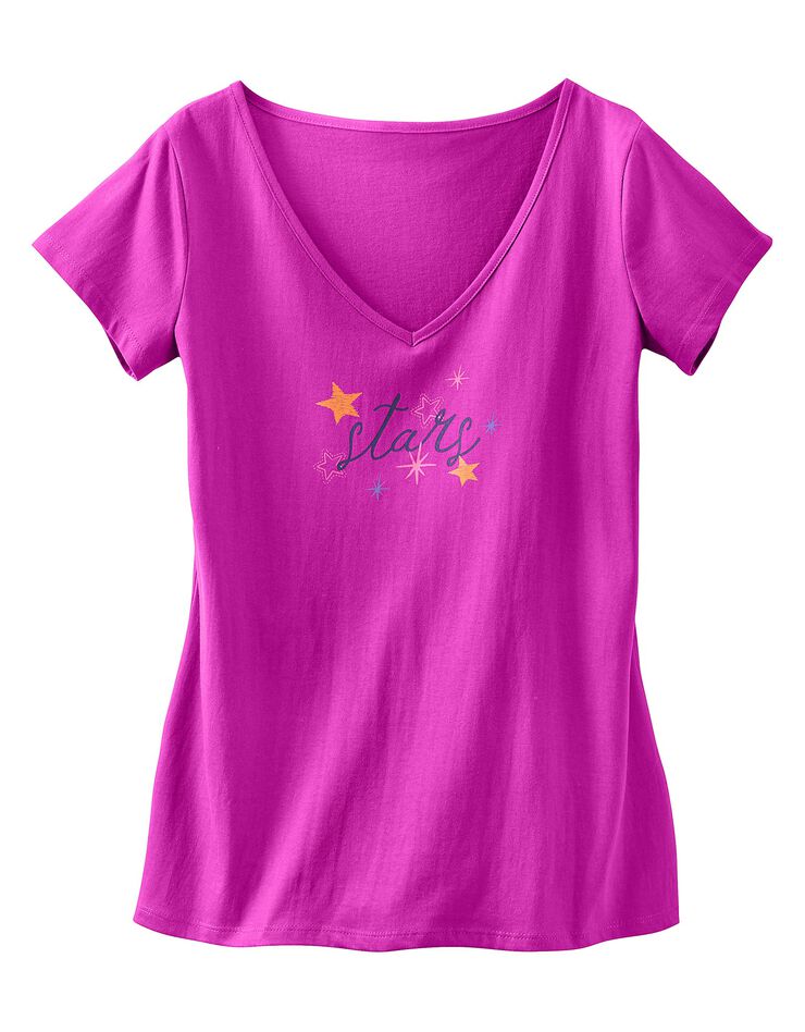 Tee-shirt de pyjama manches courtes imprimé Estrella  (fuchsia)