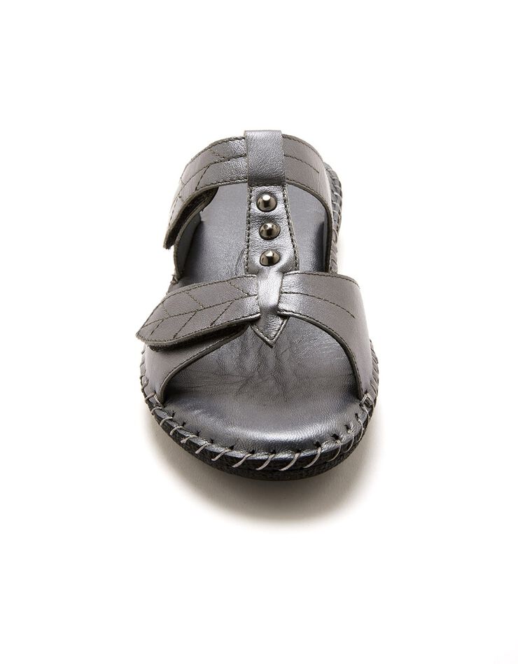 Sandales cuir ouverture totale - gris métallisé (gris)