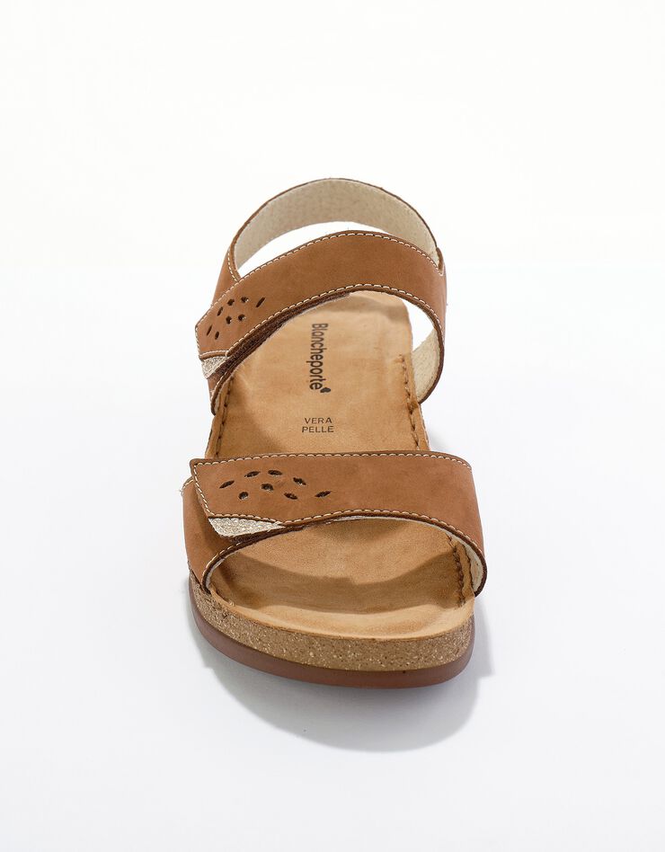 Sandales largeur confort en cuir - marron (marron)