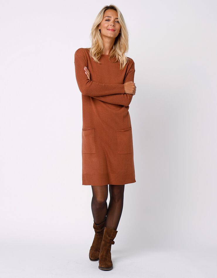 Robe pull à poches (noisette)
