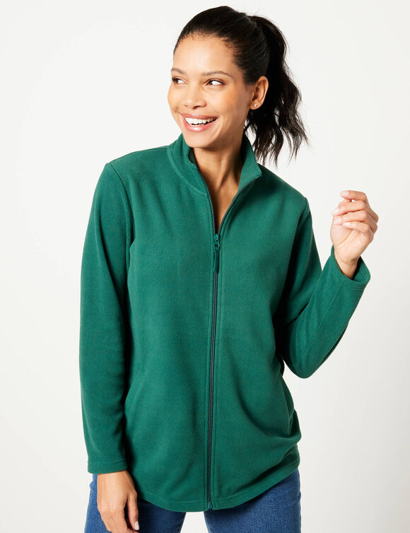 Veste polaire zippée manches longues (vert foncé)