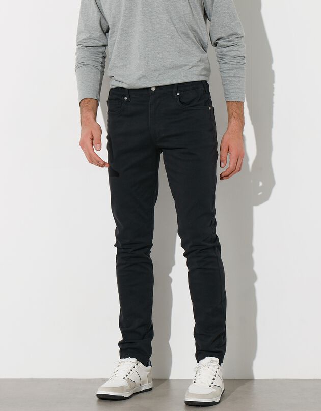 Pantalon droit 5 poches twill coton extensible (noir)