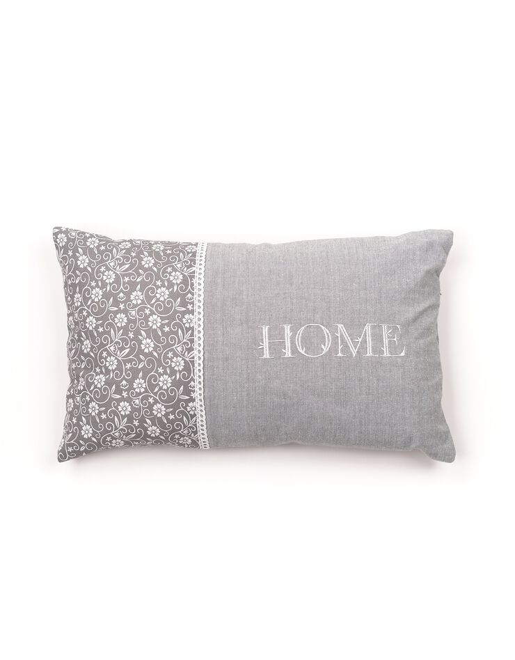 Coussin bohême - chambray   (gris / blanc)