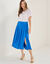 Jupe longue &agrave; plis, unie (bleu)