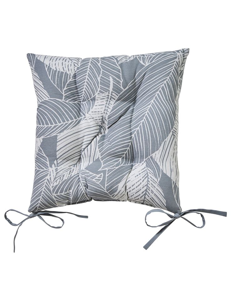 Galette de chaise carrée imprimé feuillage - lot de 2 (gris perle)