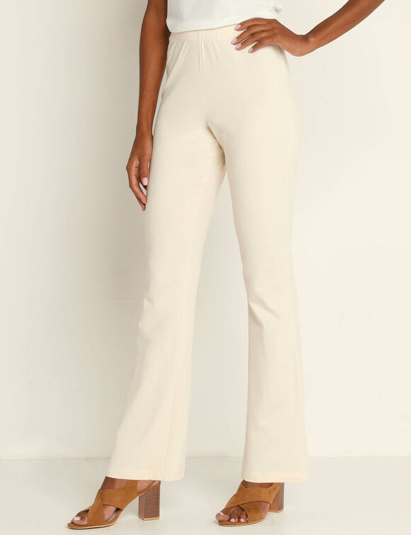 Legging bootcut uni, taille &eacute;lastiqu&eacute;e (&eacute;cru)