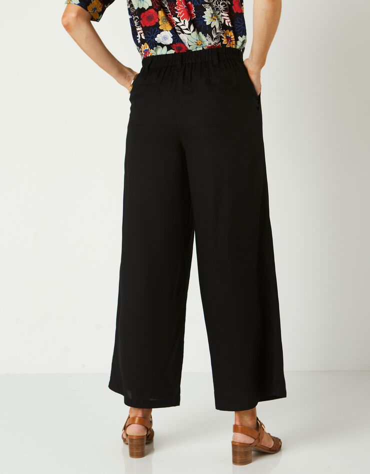 Pantalon raccourci large uni (noir) Pantalon raccourci large uni (noir)