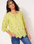 Blouse unie manches 3/4, broderie anglaise (anis)