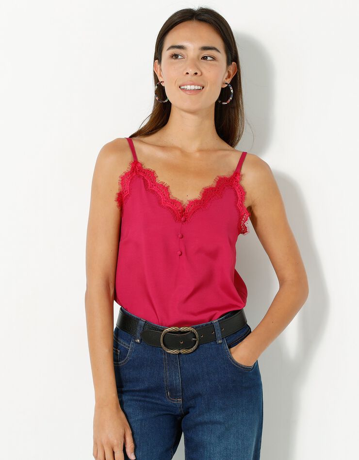 Caraco dentelle uni à bretelles Bergamote Noir Kookai - Femme | Place des Tendances