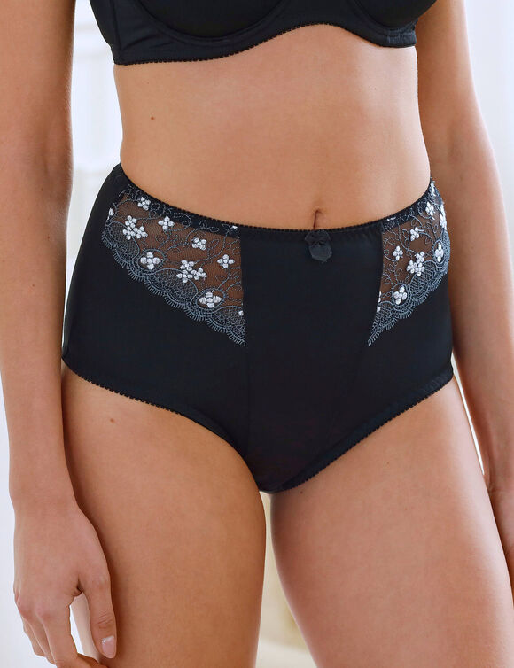 Gainette microfibre tulle brod&eacute; Caminata (noir)