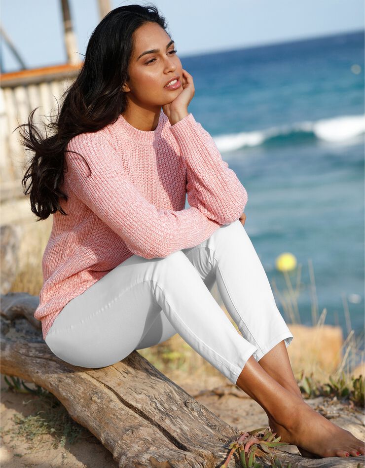 Pull col rond maille anglaise (rose chiné) Pull col rond maille anglaise (rose chiné)