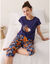 Pantacourt de pyjama en coton - imprim&eacute; tropical (marine / orange)