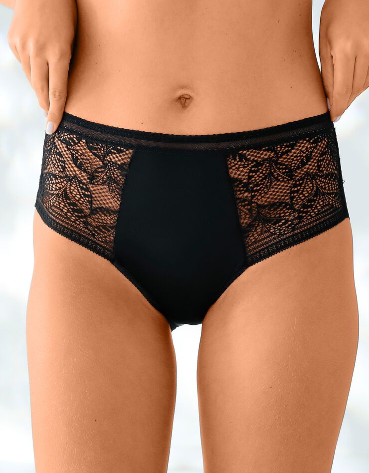 Culotte forme maxi microfibre et dentelle stretch - lot de 2 (noir) Culotte forme maxi microfibre et dentelle stretch - lot de 2 (noir)