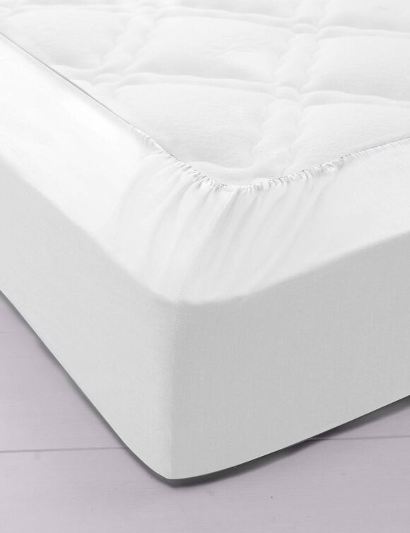 Drap-housse uni coton grands bonnets 40 cm (blanc)