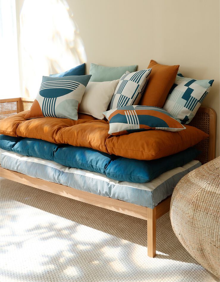Long coussin de sol uni (bleu)