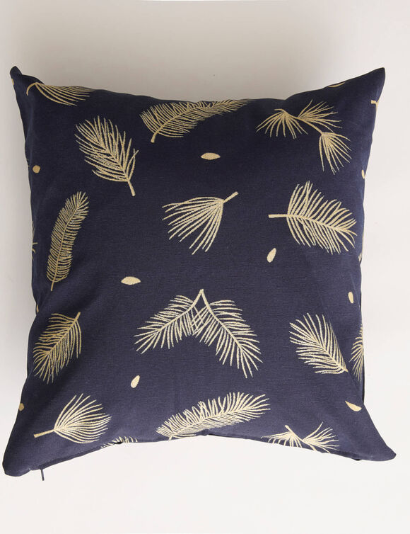 Housse de coussin motif feuillage, lot de 2  (bleu marine)