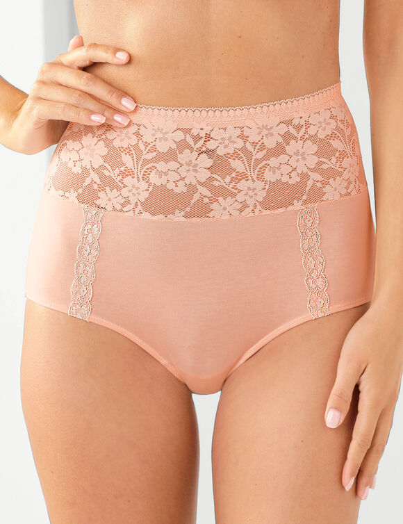 Culotte super maxi coton et dentelle - lot de 2 (poudre)