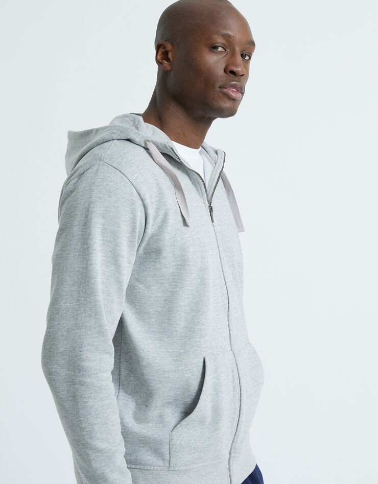 Sweat molleton zippé à capuche (gris chiné) Sweat molleton zippé à capuche (gris chiné)