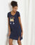 Chemise de nuit courte imprimée "cocktail" (marine)