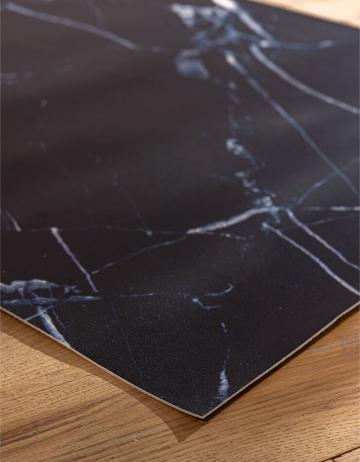 Tapis vinyle effet marbre noir  (noir)