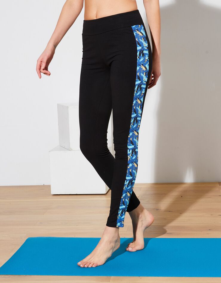 Legging bande côté imprimée (noir / turquoise) Legging bande côté imprimée (noir / turquoise)