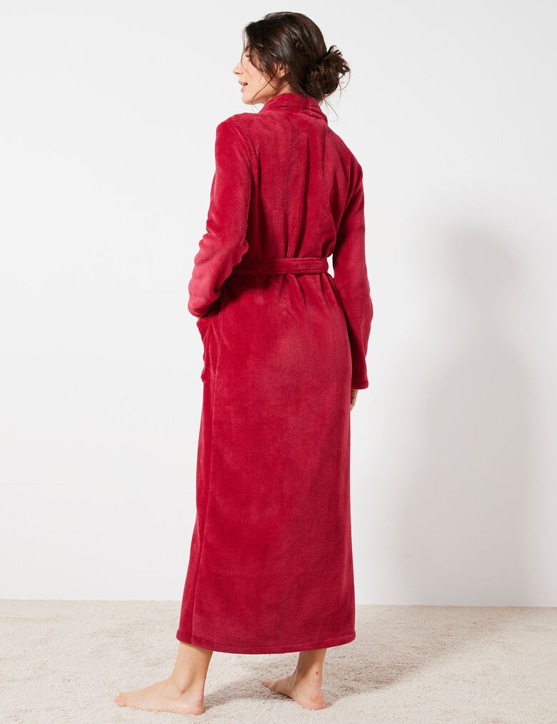 Poncho ?� capuche, maille polaire toucher peluche, cerise | Blancheporte