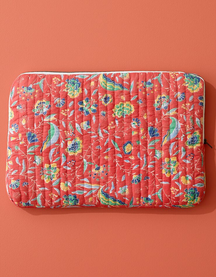 Housse zippée matelassée pour ordinateur portable, imprimé floral Indian Summer (corail / écru) Housse zippée matelassée pour ordinateur portable, imprimé floral Indian Summer (corail / écru)