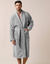 Peignoir mixte adulte éponge bouclette col châle personnalisable (gris)