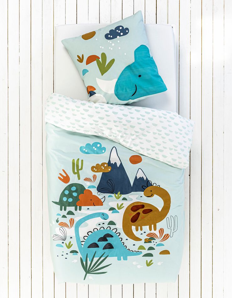Parure de lit Dinosaure relief - coton (bleu)