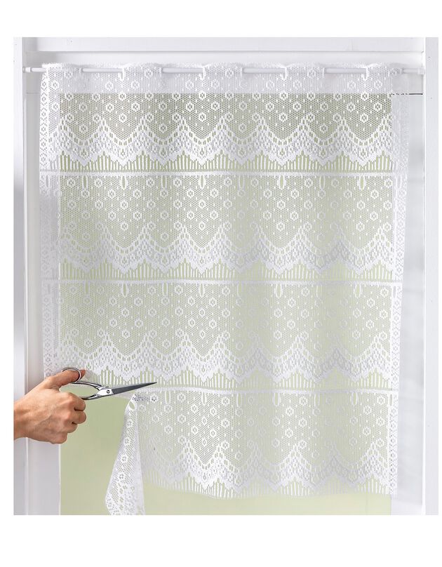 Rideau modulable hauteur dentelle maille (blanc)