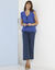 Chemisier boutonné uni, broderie anglaise (bleu dur)
