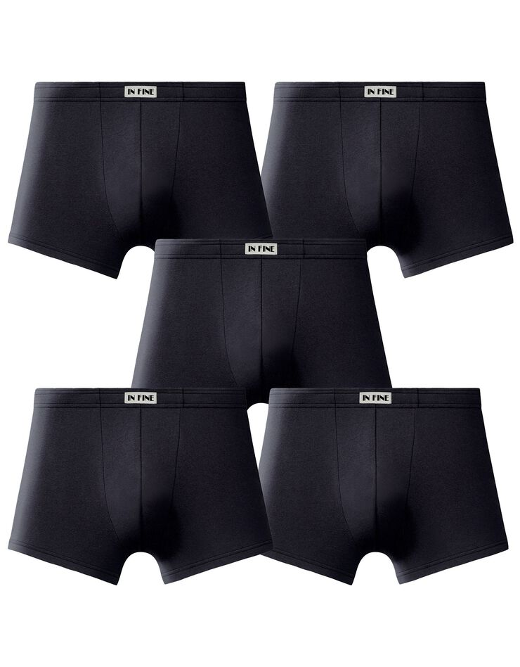 Boxer uni ceinture élastiquée recouverte - lot de 5 (black) Boxer uni ceinture élastiquée recouverte - lot de 5 (black)