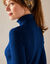 Pull col roulé, maille côtelée (bleu vif)