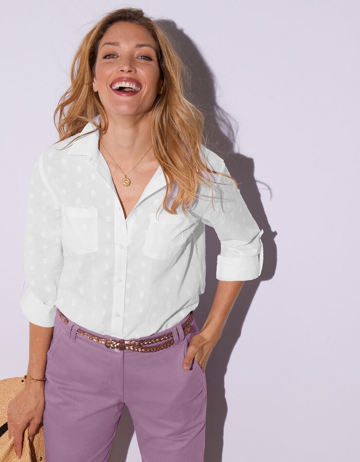 Chemise plumetis manches longues (blanc) Chemise plumetis manches longues (blanc)