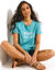 T-shirt manches courtes, imprim&eacute; palmiers devant (c&eacute;ladon / blanc)