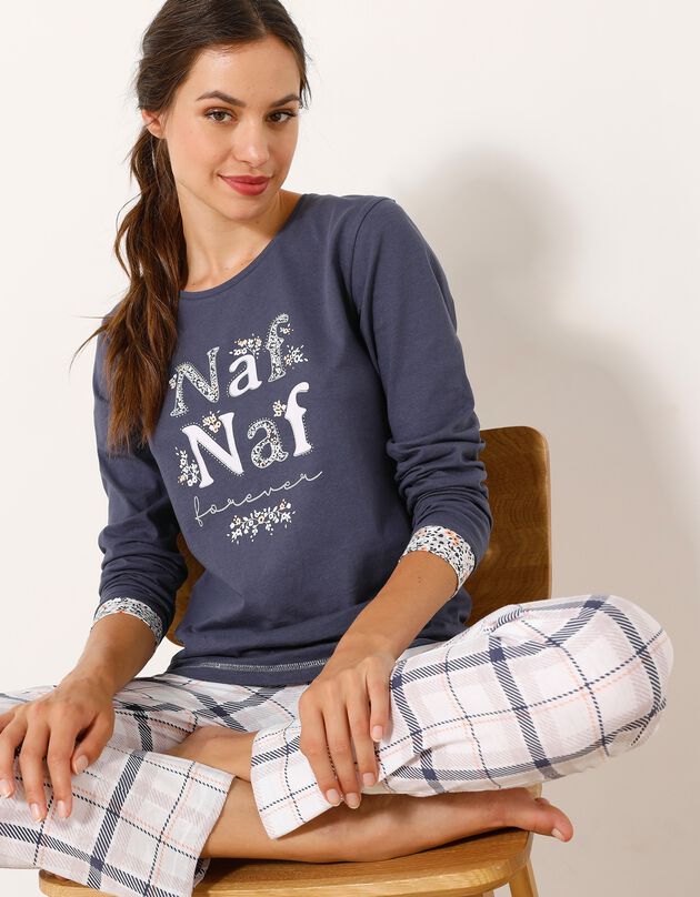 Pyjama pantalon imprimé (bleu)