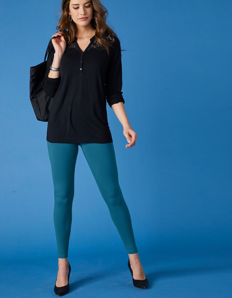 Legging taille élastiquée - lot de 2 (bleu paon + noir) Legging taille élastiquée - lot de 2 (bleu paon + noir)