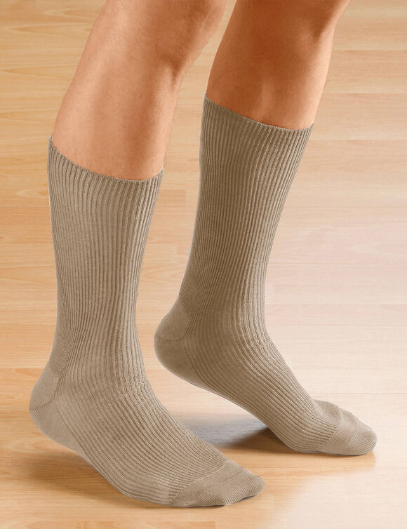 Mi-chaussettes sp&eacute;cial jambes sensibles - lot de 2 paires (beige / fonc&eacute;)