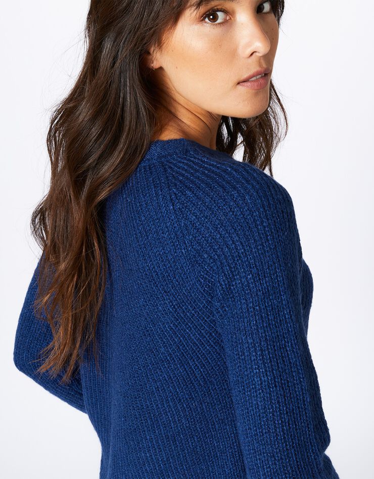 Pull évasé maille anglaise poignets boutonnés (bleu nuit) Pull évasé maille anglaise poignets boutonnés (bleu nuit)