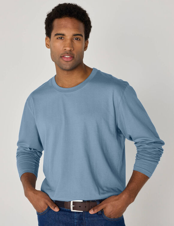 T-shirt col rond manches longues - lot de 3 (taupe + chocolat + bleu gris)