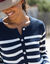 Cardigan rayé boutonné (marine / écru)