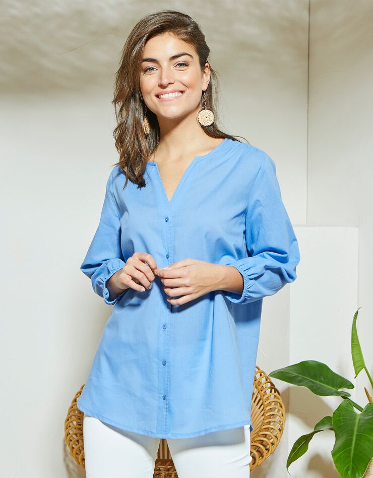 Blouse manches 3/4 blousantes (bleu) Blouse manches 3/4 blousantes (bleu)