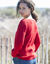 Pull  col V maille anglaise ajourée (rouge)