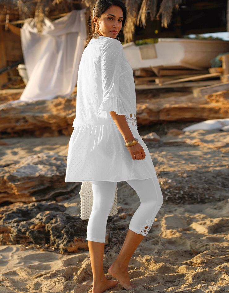 Tunique voile plumetis macramé (blanc) Tunique voile plumetis macramé (blanc)